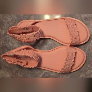 Melissa Peach Floral Ankle-Strap Sandals